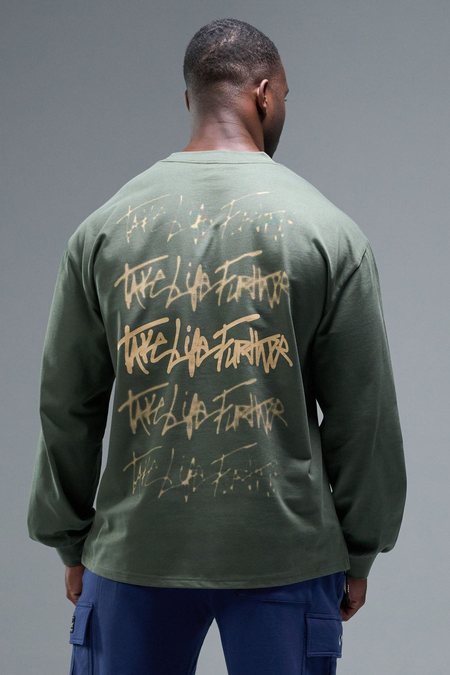 Back View of Cypress TLF Blur Oversized Heavy Weight Long Sleeve, durable and versatile for gym or street wear