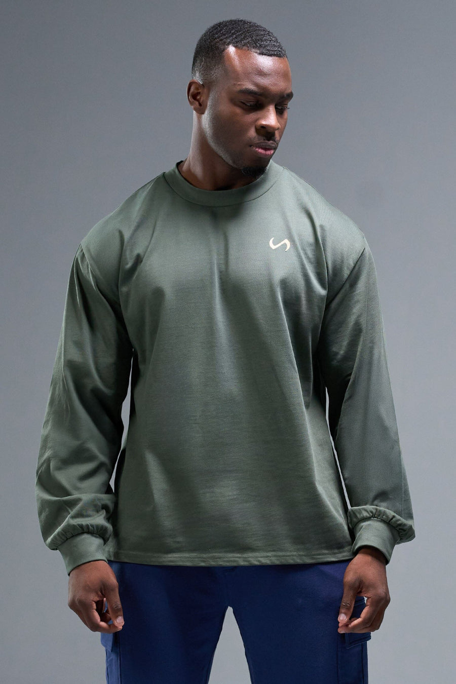 Detail Front View of Cypress TLF Blur Oversized Heavy Weight Long Sleeve, durable and versatile for gym or street wear