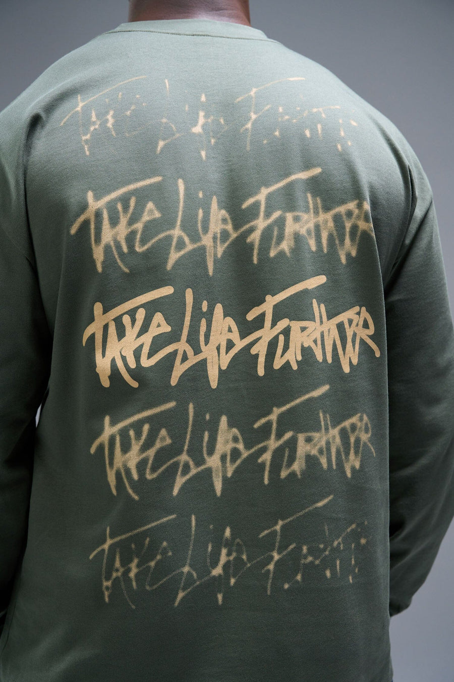 Back View of Cypress TLF Blur Oversized Heavy Weight Long Sleeve, durable and versatile for gym or street wear