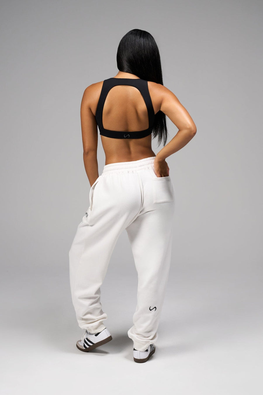 Back View of White Chill Oversized Sweatpants