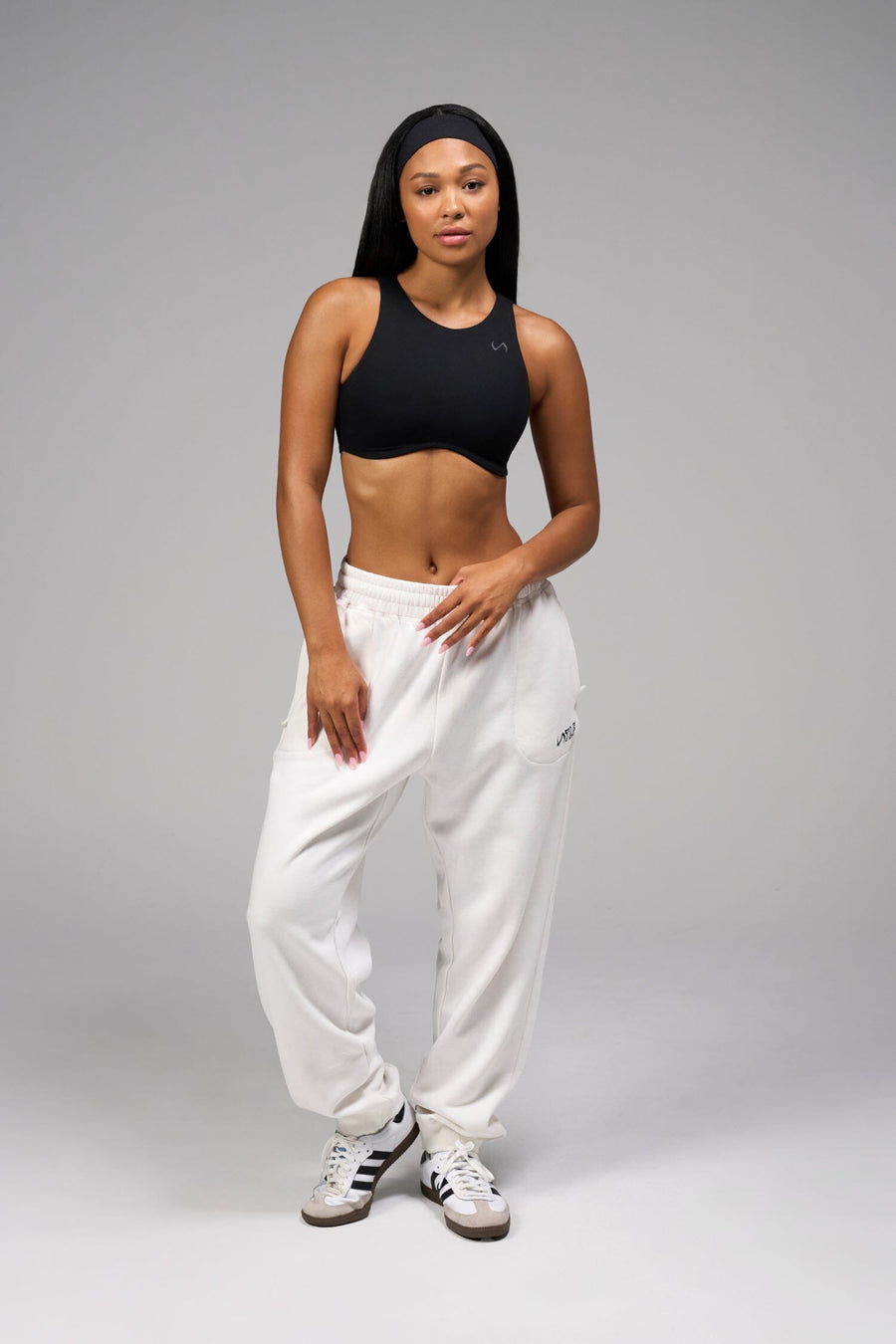Front View of White Chill Oversized Sweatpants