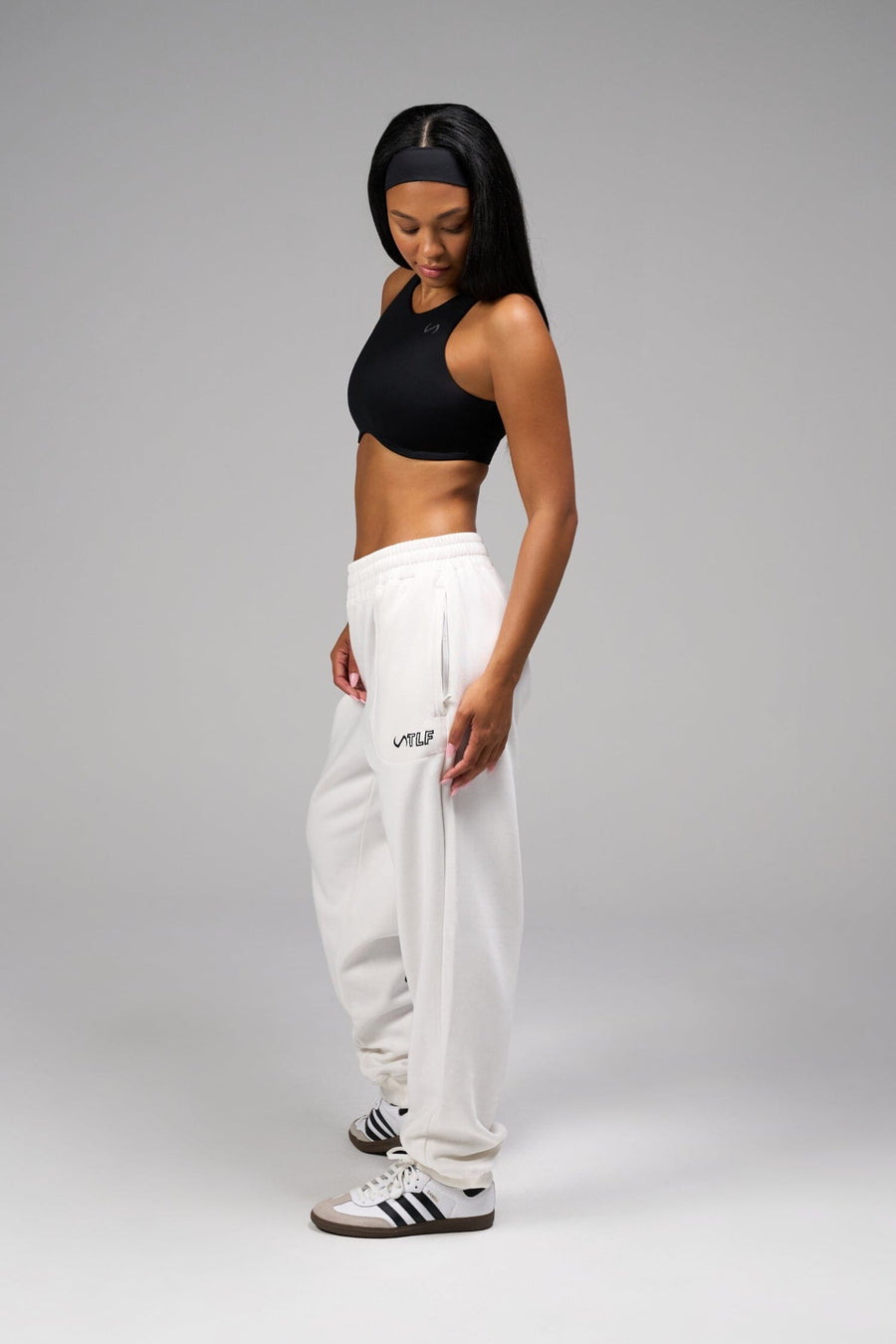 Front View of White Chill Oversized Sweatpants