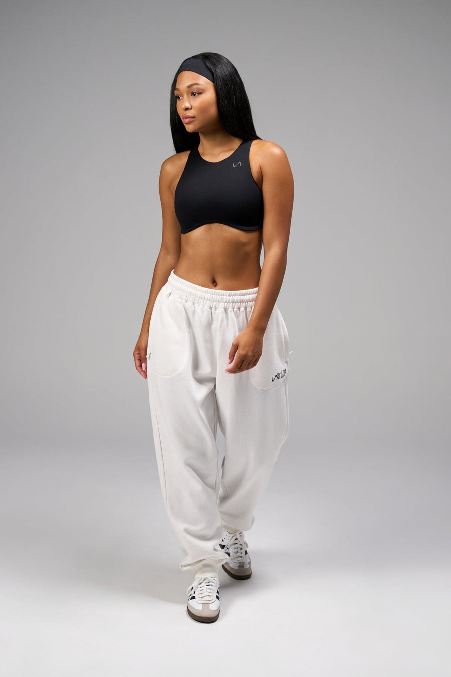 Front View of White Chill Oversized Sweatpants