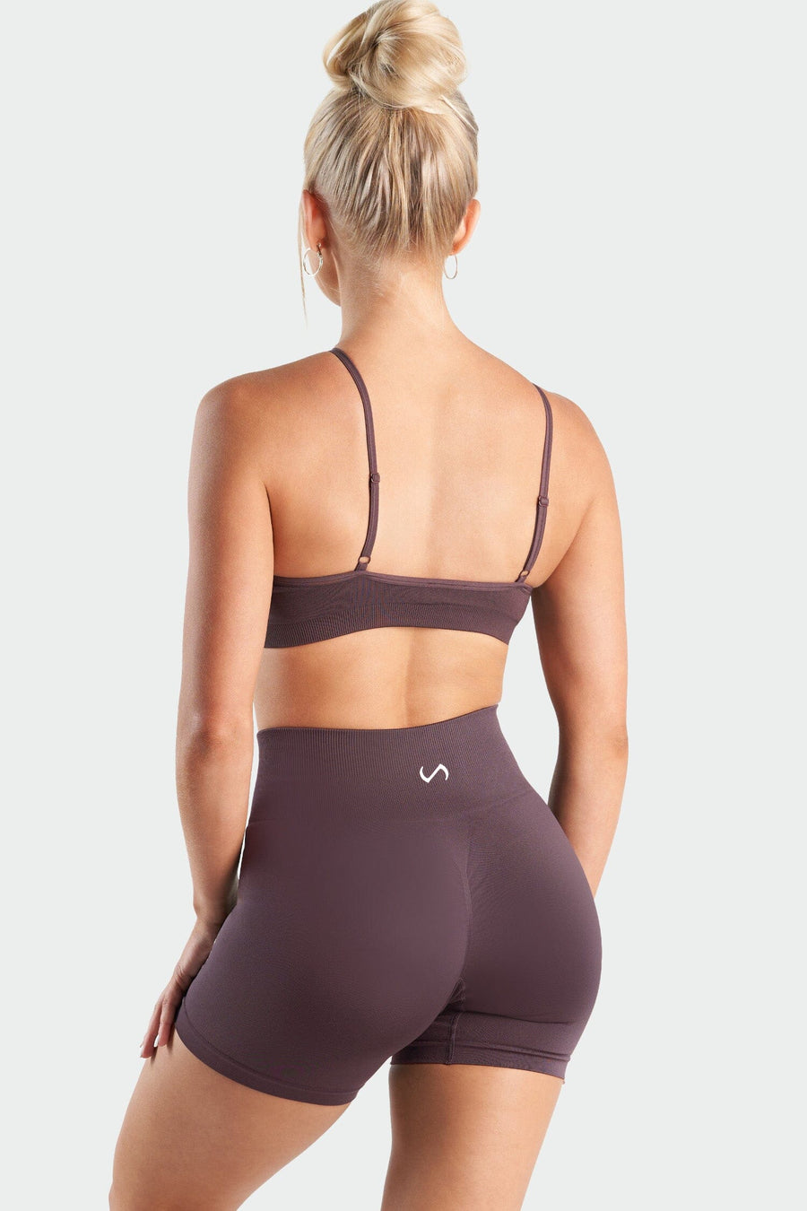 Back View of Nebula Plum Cosmic Seamless Keyhole Sports Bra