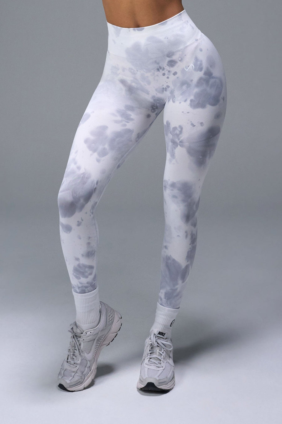 Front View of White TLF Cosmic Seamless Scrunch Butt Leggings, featuring a scrunch butt to shape and contour your glutes