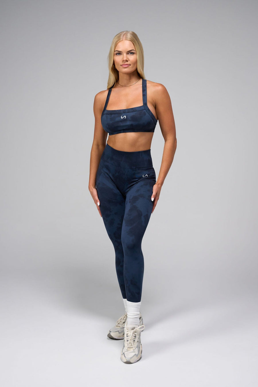 Front View Of Cosmic Seamless Strappy Sports Bra in Midnight Eclipse