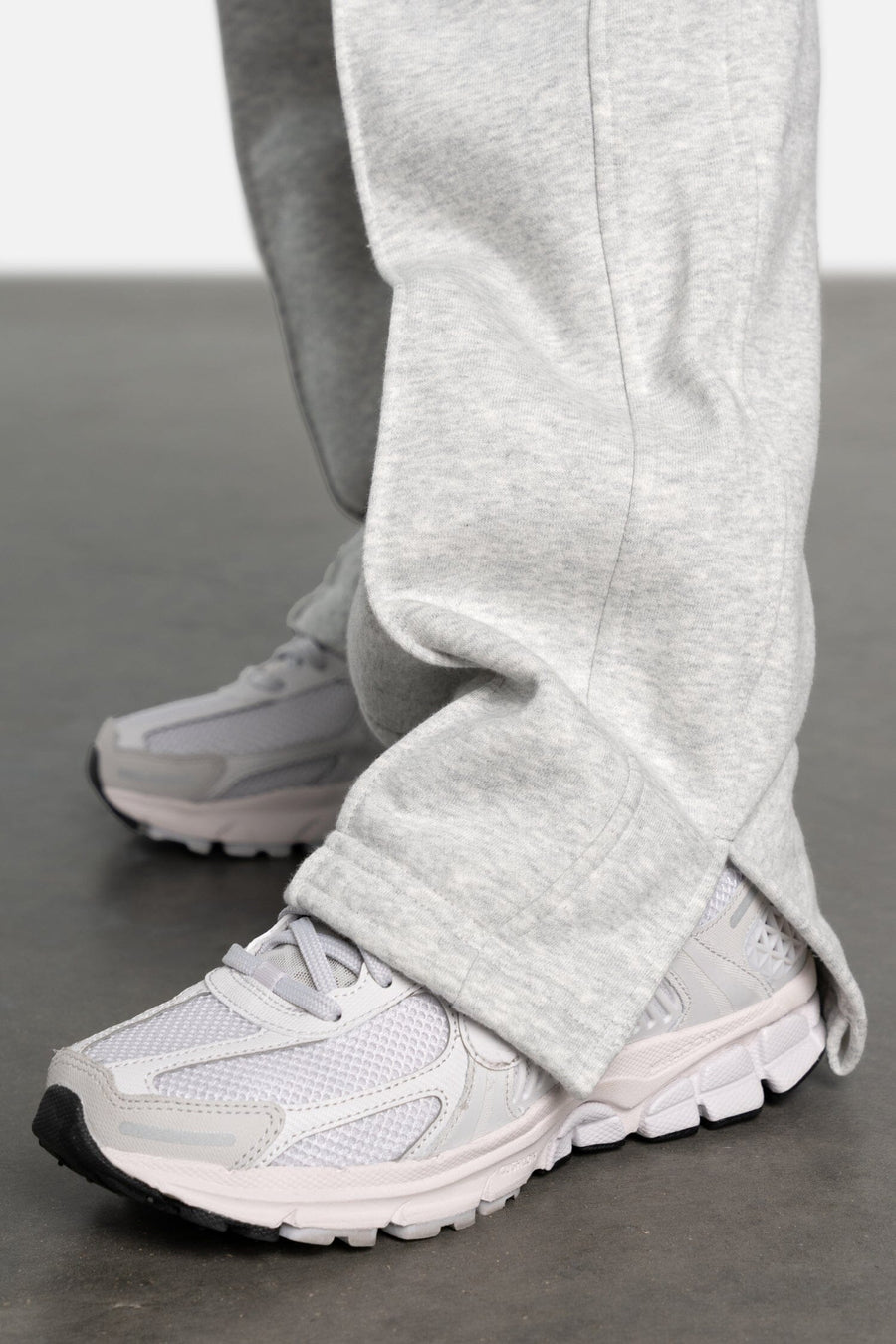 Front View of Light Heather Gray Flare Oversized Sweatpants