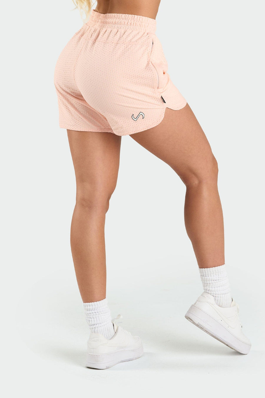 Back View of Faded Salmon Miami Mecca Mesh 5 Shorts