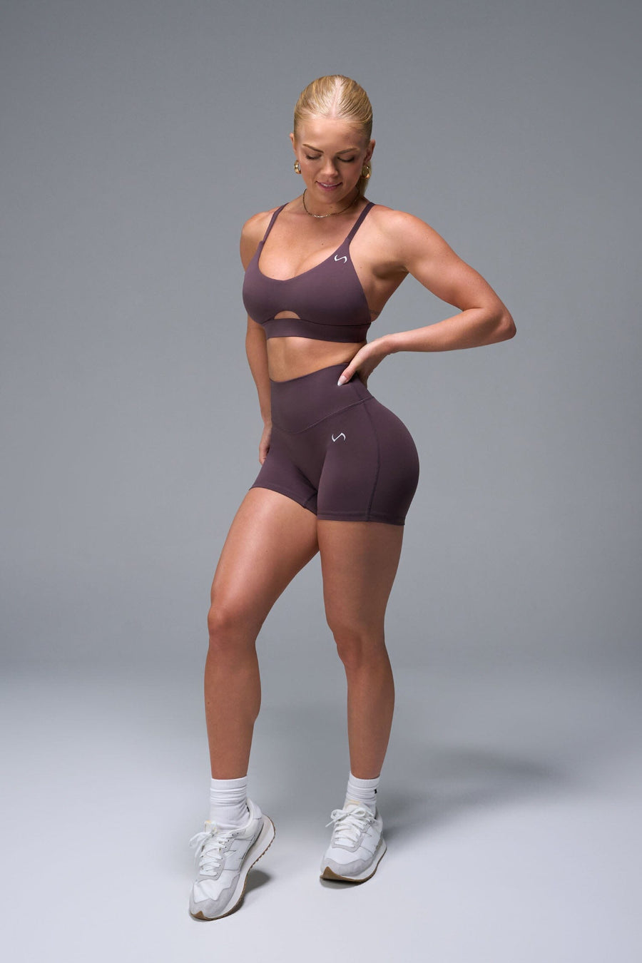 Front View of Brown TLF NeoCloud™ 4 Inch Secret Glute Seam Shorts featuring our new secret glute seam technology to lift and shape your glutes.
