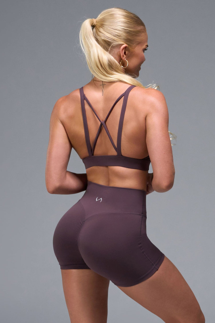 Back View of Brown TLF NeoCloud™ Keyhole Sports Bra featuring a strappy back and keyhole front design with low to medium support