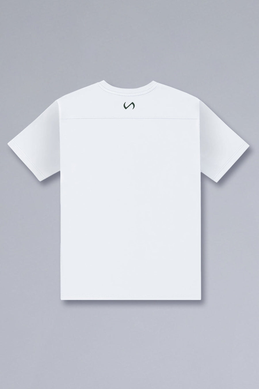 Back View of White TLF Property of Cotton Luxe Oversized Tee featuring a distressed graphic print design across the chest in our oversized t shirt fit