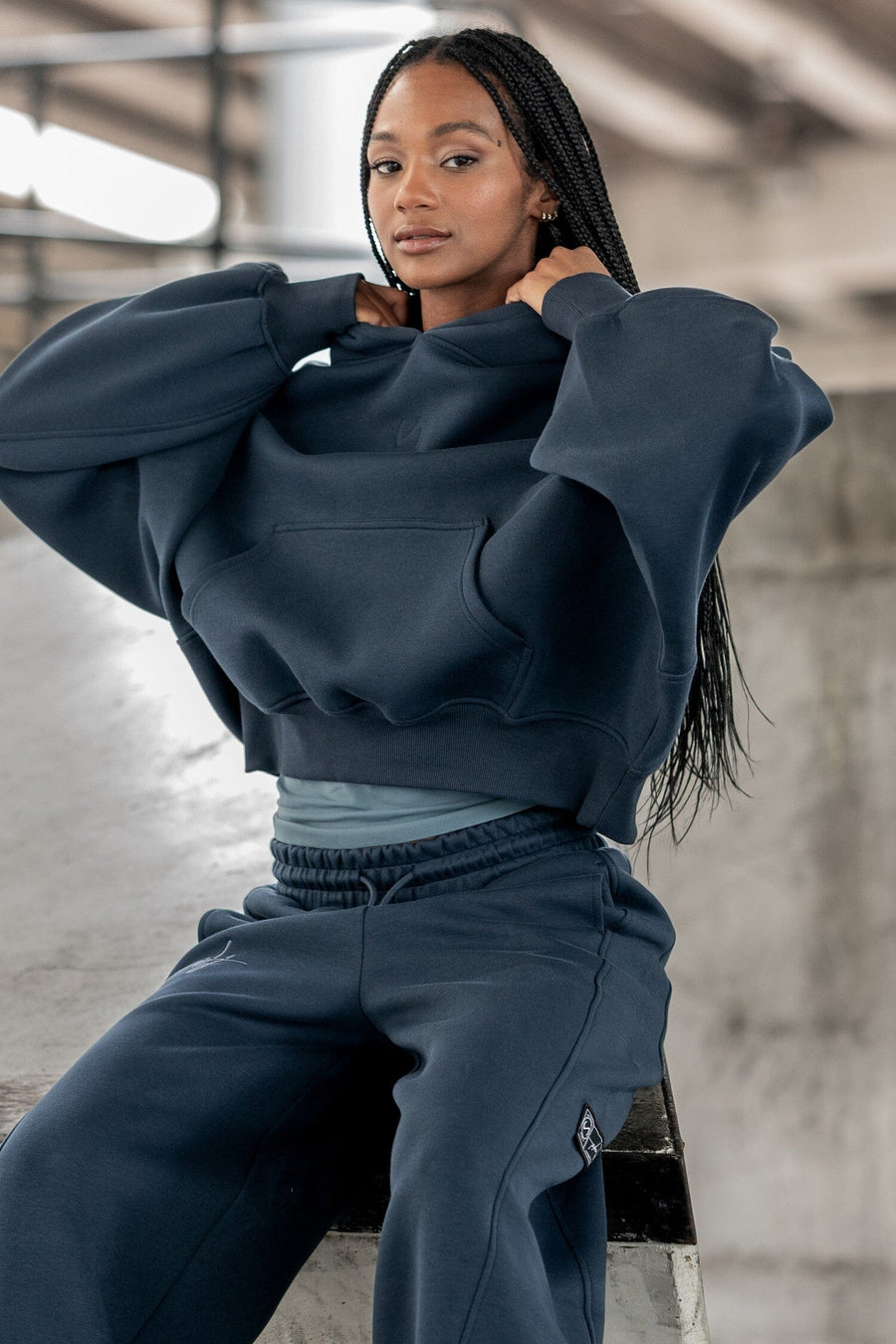Scuba Tech Oversized Cropped Hoodie