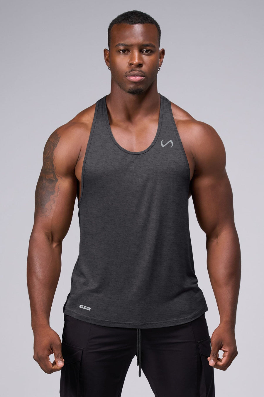 Front View Of Tactic Performance Bamboo Tank in Dark Heather Color