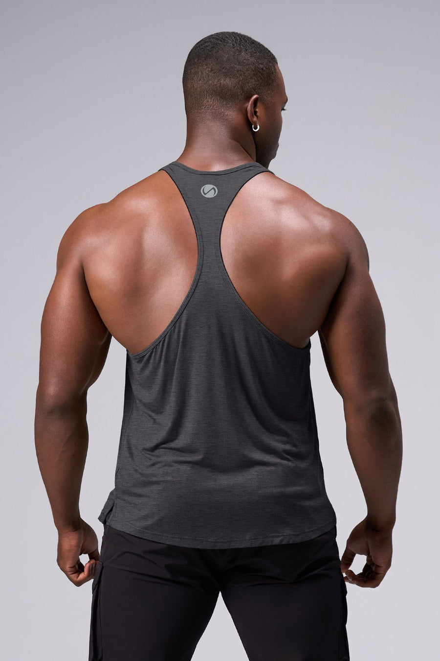 Back View Of Tactic Performance Bamboo Tank in Dark Heather Color