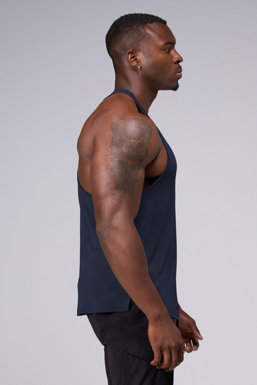 Side View Of Tactic Performance Bamboo Tank in Navy Color