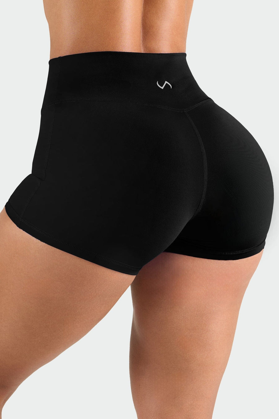 Back View of Black Tempo 4 Inch Workout Shorts
