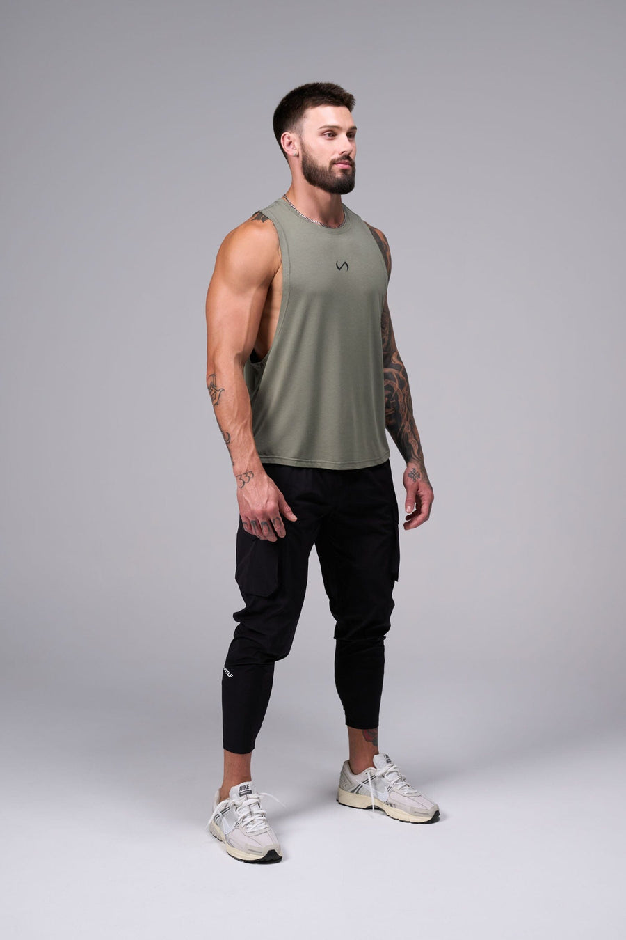 Front View of Sage Green Vital Air-Flex Drop Arm Tank