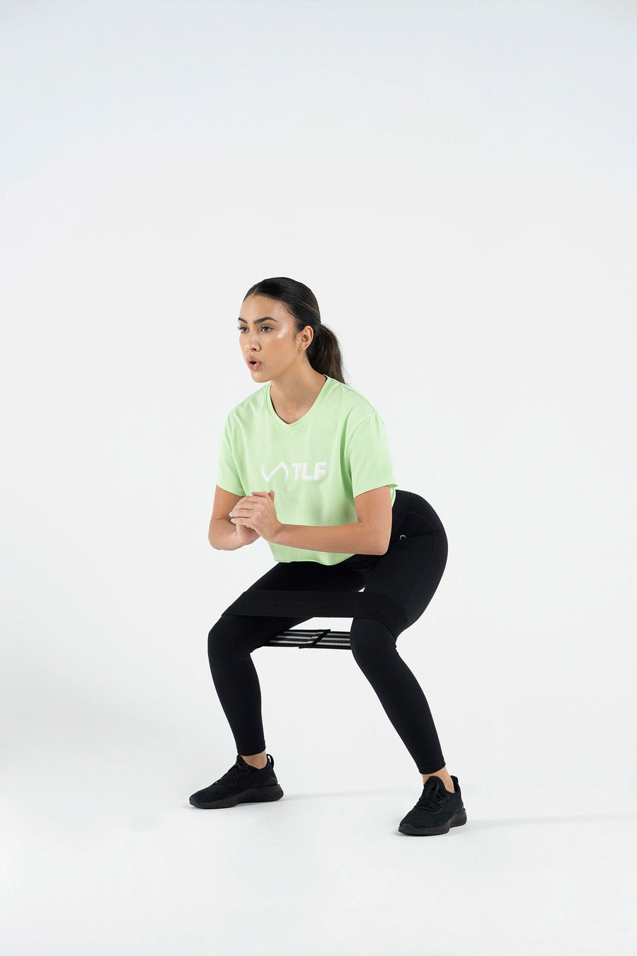 3-D Gym Crop Tee - Women's Workout Crop Tops - Neon Lime White - 6