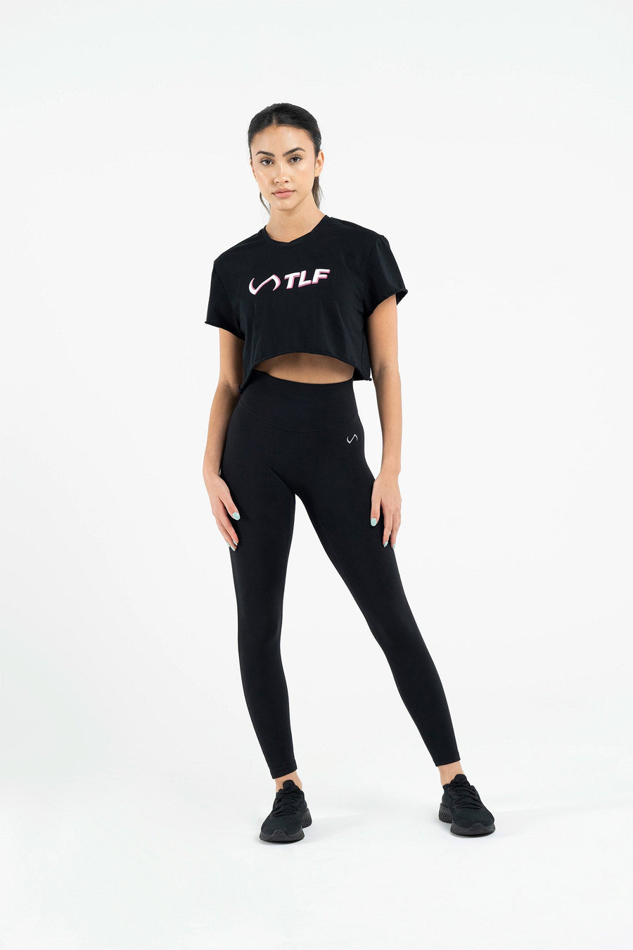 3-D Gym Crop Tee - Best Workout Crop Tops - Black White - 5