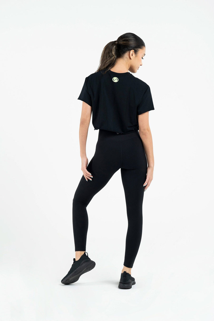 TLF Knockout Gym Crop Tee - Women’s Workout Crop Tops – Black-Lime - 4