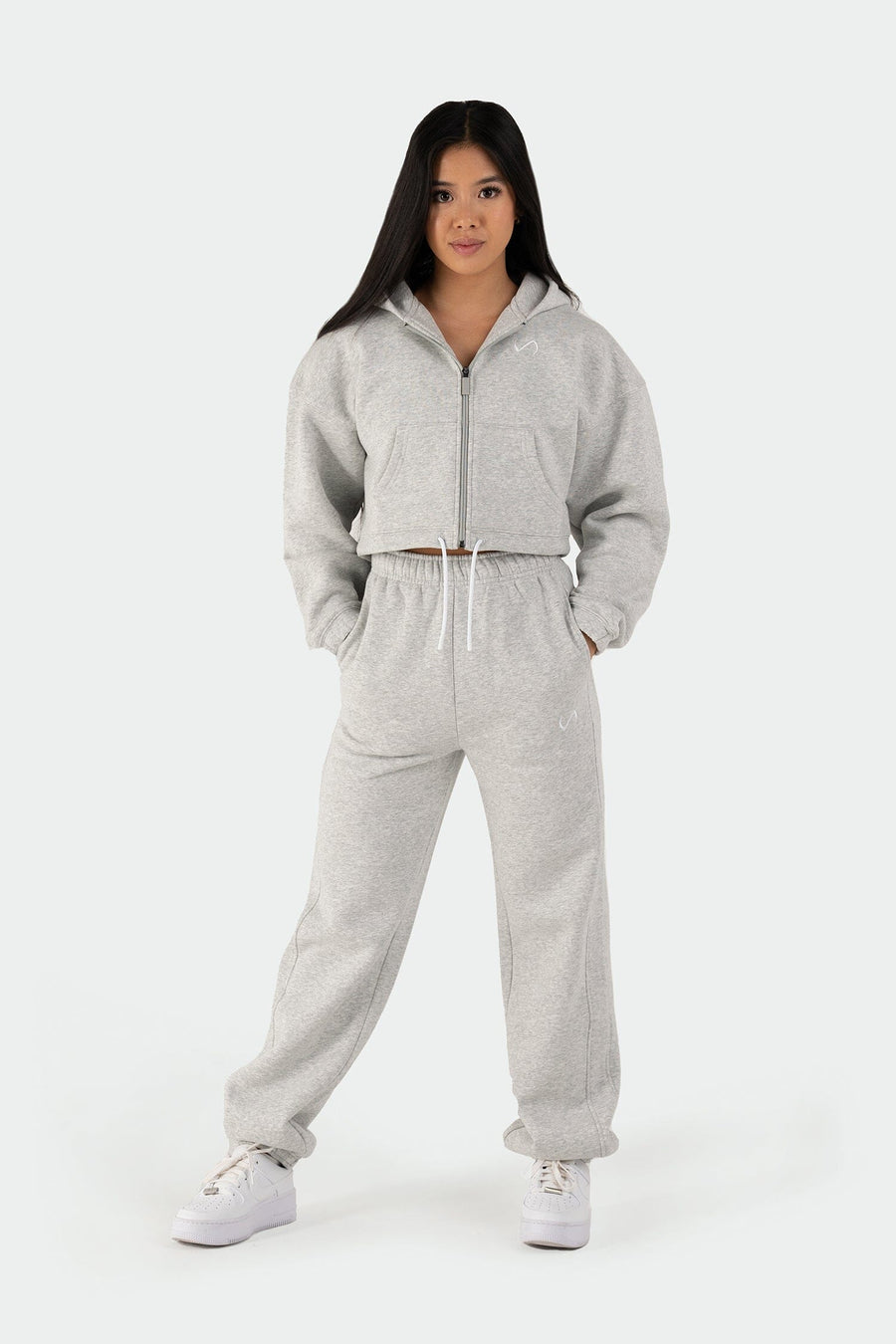 TLF Reset – Fleece Cropped Zip-up Hoodie - Gray - 6