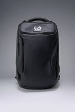 Black Apex Backpack with water-resistant matte PU exterior, dual compartments, and premium debossed straps by TLF Apparel – front view 