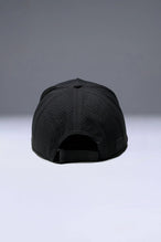 Black Aero Core Performance Snapback Hat with laser-perforated rear panels for airflow and moisture control by TLF Apparel – back view 
