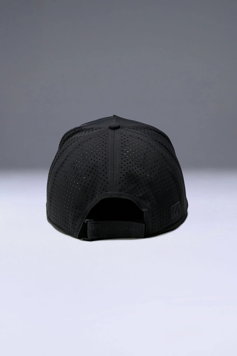 Black Aero Core Performance Snapback Hat with laser-perforated rear panels for airflow and moisture control by TLF Apparel – back view 