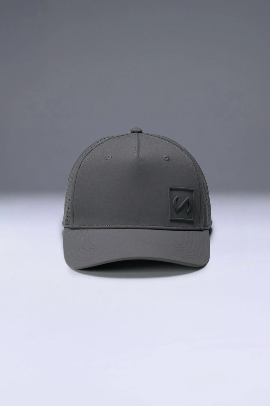 Gray Aero Core Performance Gym Hat with laser ventilation, water-repellent fabric and structured snapback fit by TLF Apparel – interior detail view 