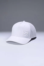 White Aero Core Performance Gym Hat with laser ventilation, water-repellent fabric and structured snapback fit by TLF Apparel – front view 