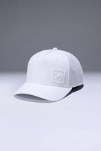 White Aero Core Performance Gym Hat with laser ventilation, water-repellent fabric and structured snapback fit by TLF Apparel – side view 