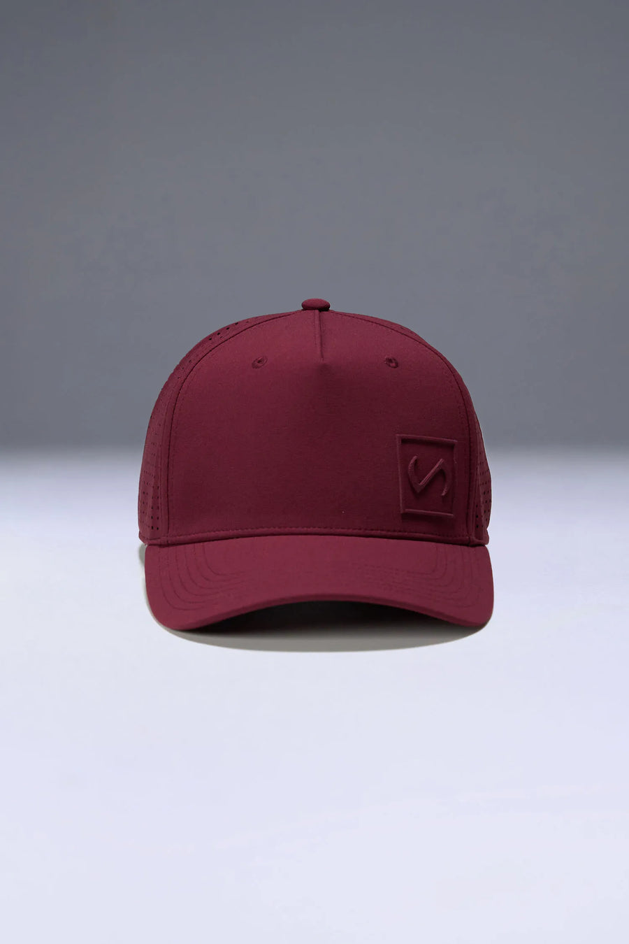 Wine Aero Core Performance Gym Hat with laser ventilation, water-repellent fabric and structured snapback fit by TLF Apparel – interior detail view 