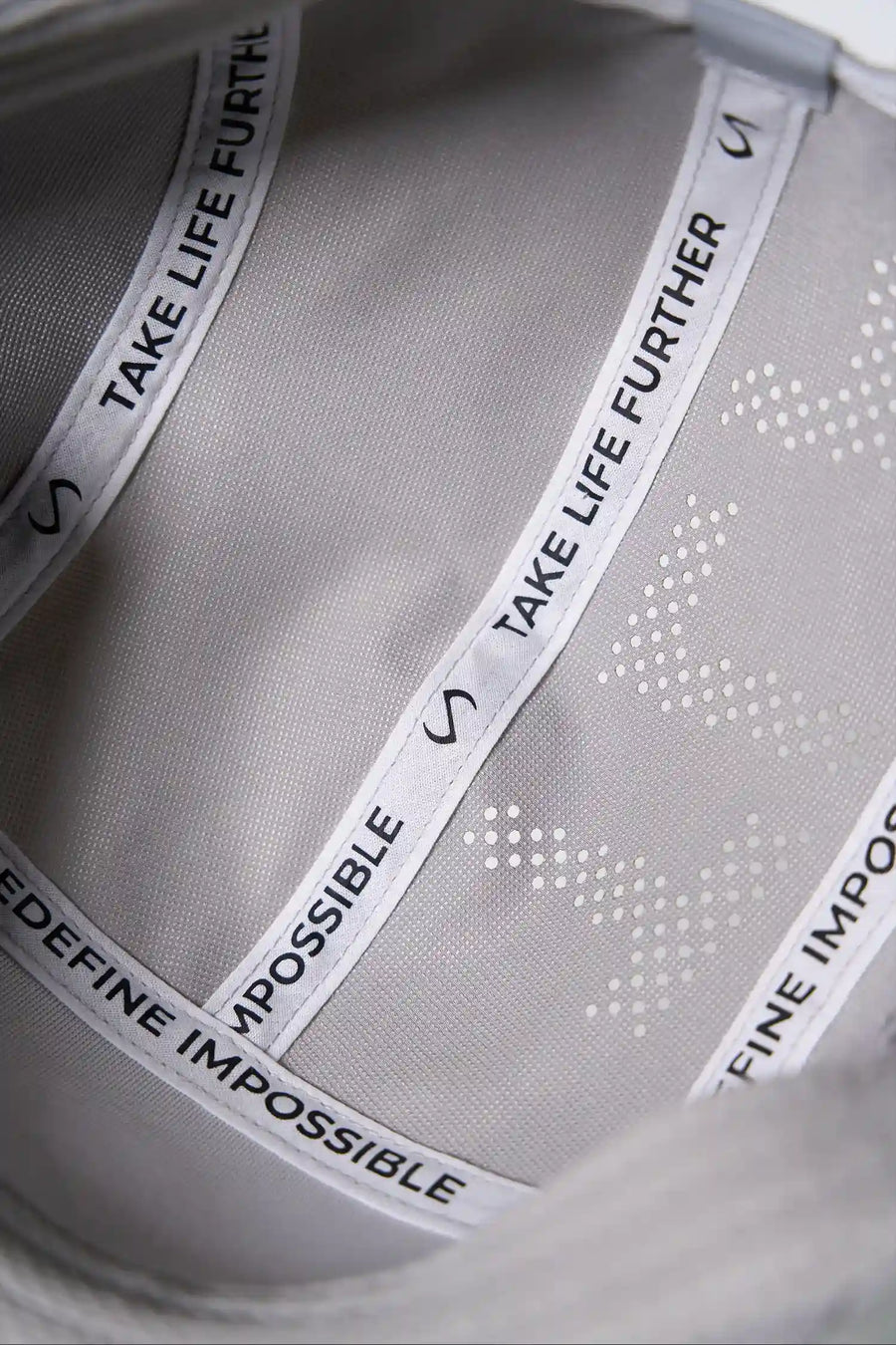 High Rise Pluma Packable Hat showing laser perforated crown panel and lightweight ripstop fabric detail by TLF Apparel – detail view 