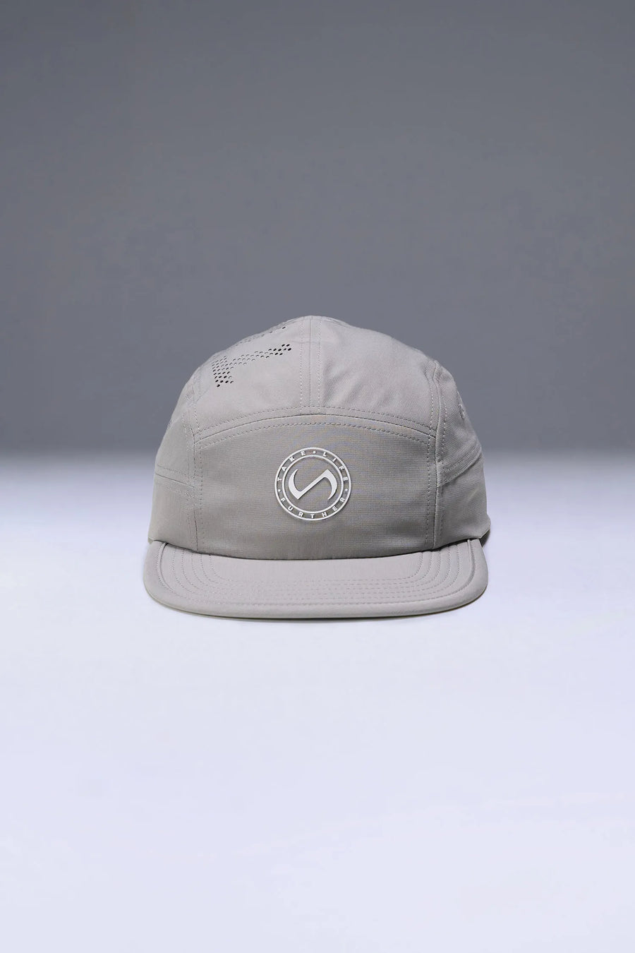 Gray Pluma Packable Hat showing low profile side silhouette and breathable performance fabric by TLF Apparel – front view 