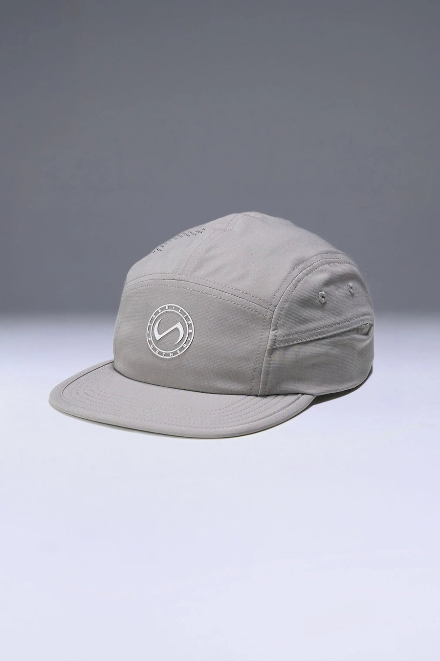 Gray Pluma Packable Hat showing low profile side silhouette and breathable performance fabric by TLF Apparel – side view 