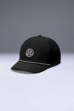 Black Flex Grid Cross Weights Rope Hat, structured snapback gym hat with ripstop performance fabric by TLF Apparel – front view 