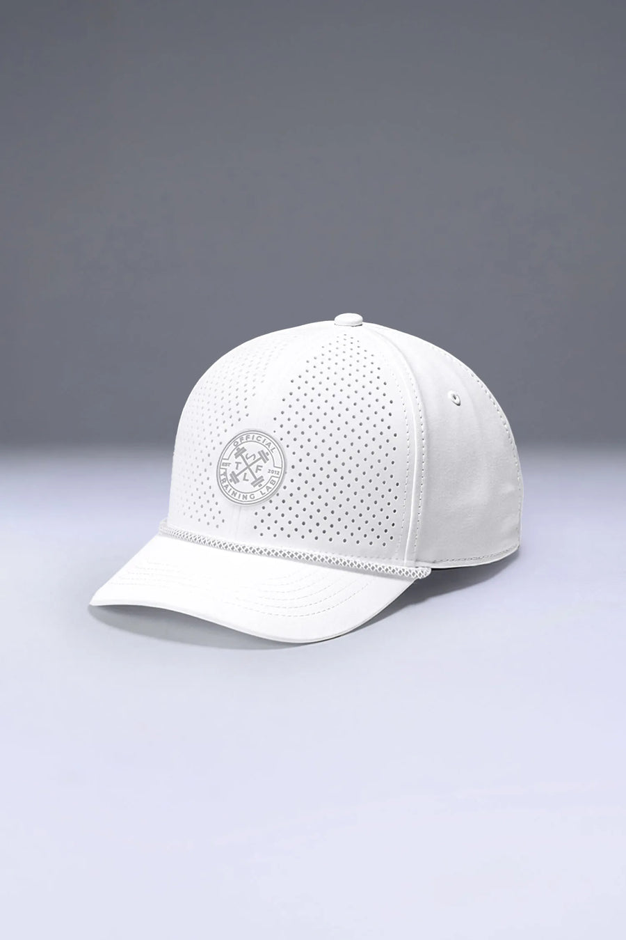 White Flex Grid Cross Weights Rope Hat with structured 6-panel silhouette and rope accent by TLF Apparel – side view 
