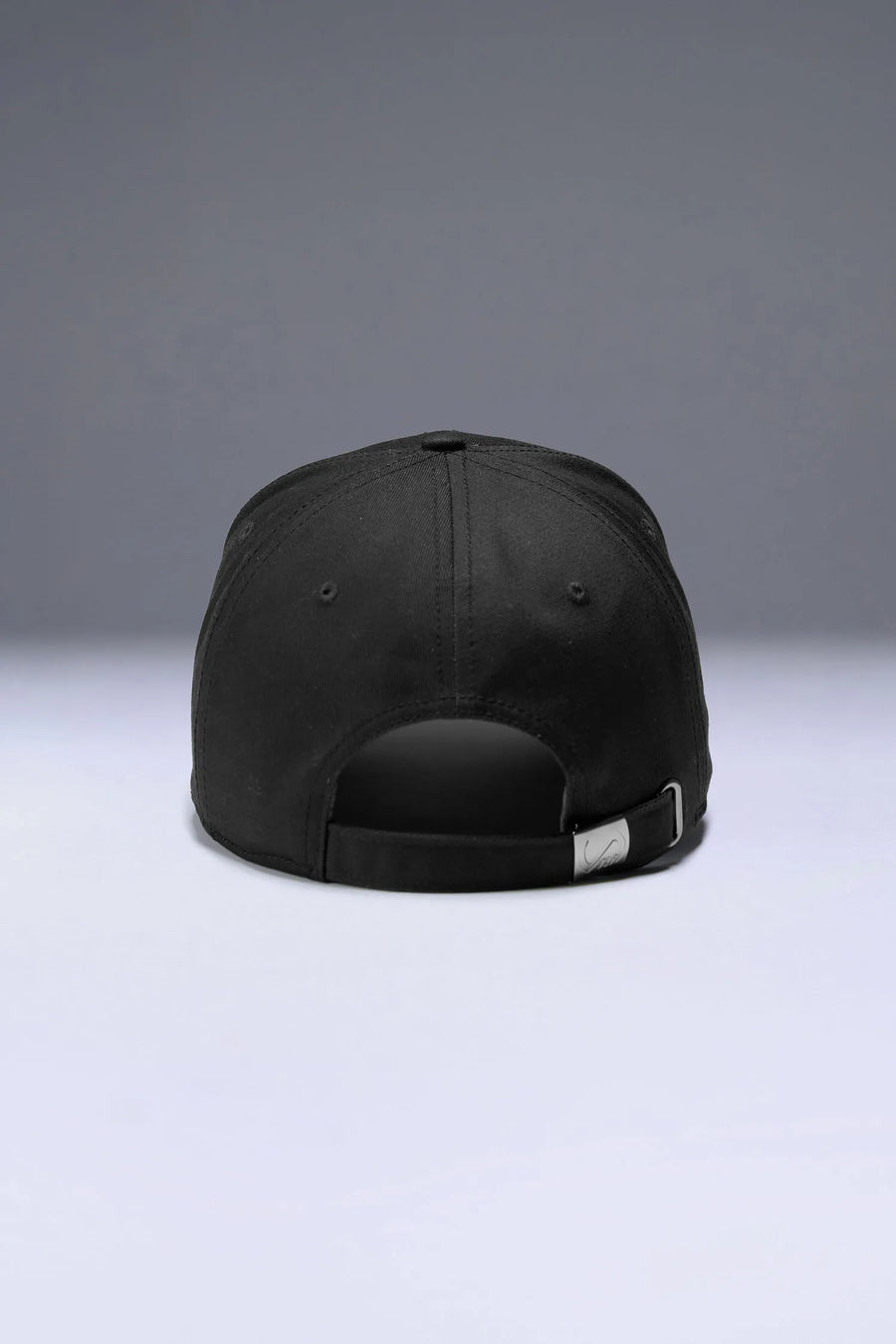 Black Classic Further Cotton Hat with adjustable self strap metal buckle closure and classic 6-panel construction by TLF Apparel – back view 