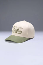 Oat Milk/Sage Classic Further Cotton Hat showing mid profile side silhouette and structured cotton twill fabric by TLF Apparel – side view 