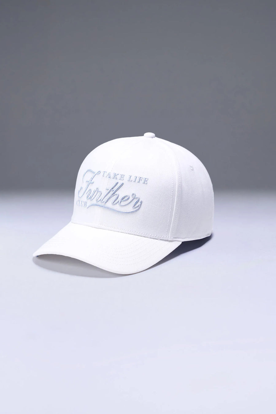 White Classic Further Cotton Hat with heavyweight cotton twill fabric and front center embroidery for workouts and everyday wear by TLF Apparel – front view 