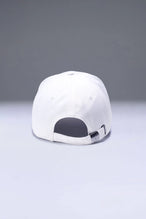 White Classic Further Cotton Hat with adjustable self strap metal buckle closure and classic 6-panel construction by TLF Apparel – back view 