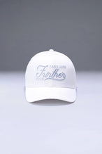 White Classic Further Cotton Hat showing mid profile side silhouette and structured cotton twill fabric by TLF Apparel – front view 
