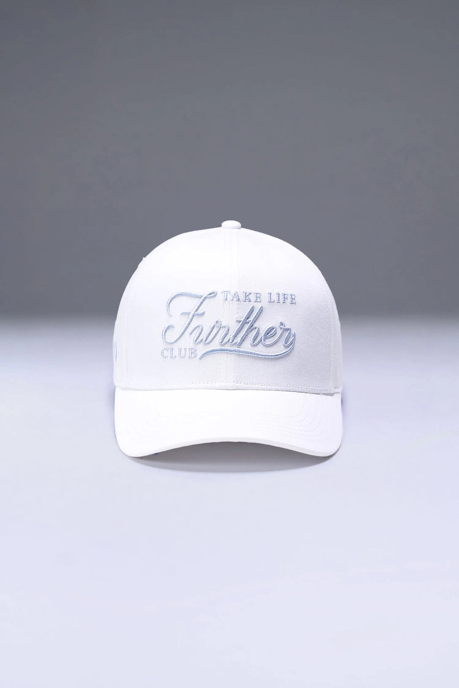 White Classic Further Cotton Hat showing mid profile side silhouette and structured cotton twill fabric by TLF Apparel – front view 