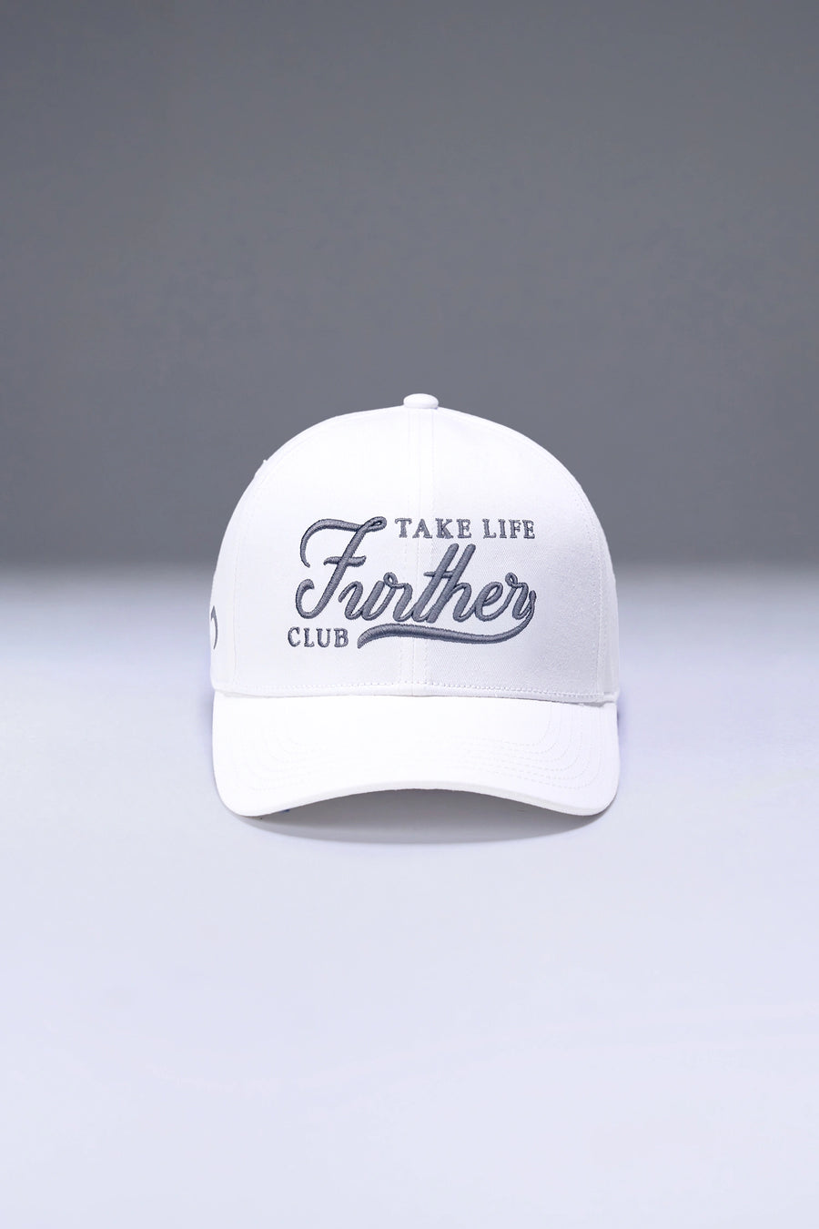 White Classic Further Cotton Hat showing mid profile side silhouette and structured cotton twill fabric by TLF Apparel – front view