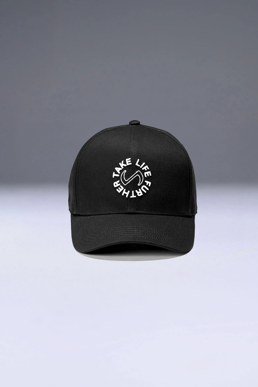 Black Classic Further Circle Hat showing mid profile side silhouette and structured cotton twill fabric by TLF Apparel – front view 