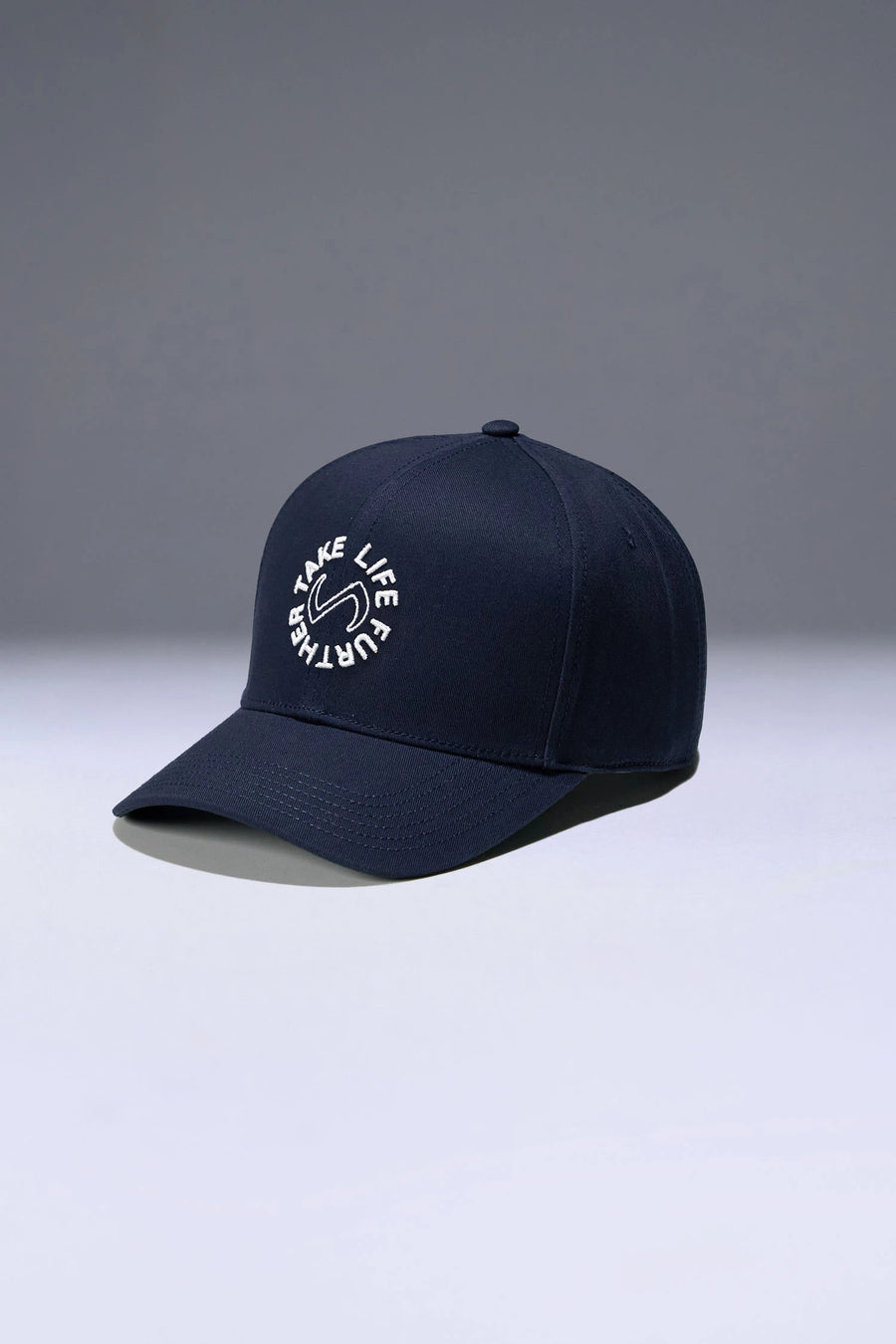 Blue Classic Further Circle Hat showing mid profile side silhouette and structured cotton twill fabric by TLF Apparel – side view 
