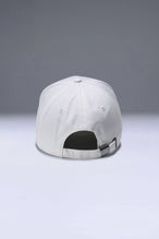 White Classic Further Circle Hat with adjustable self strap metal buckle closure and classic 6-panel construction by TLF Apparel – back view