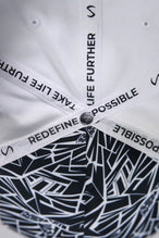 White Classic Further Circle Hat showing Take Life Further full circle embroidery and cotton twill fabric detail by TLF Apparel – detail view 