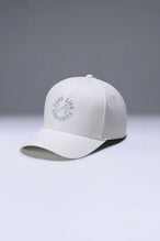 White Classic Further Circle Hat showing curved brim profile and athletic fit for workouts and everyday wear by TLF Apparel – side view 