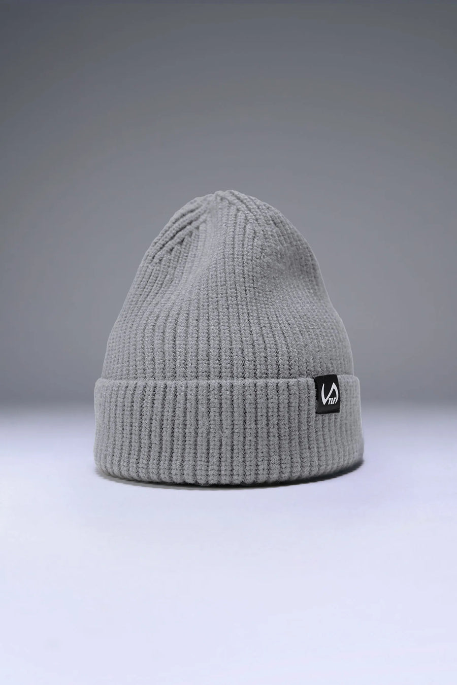 Gray Unisex Cuffed Knit Beanie with a fold over cuff, TLF clip label and uses a premium viscose knit fabric blend for premium comfort by TLF Apparel – front view 